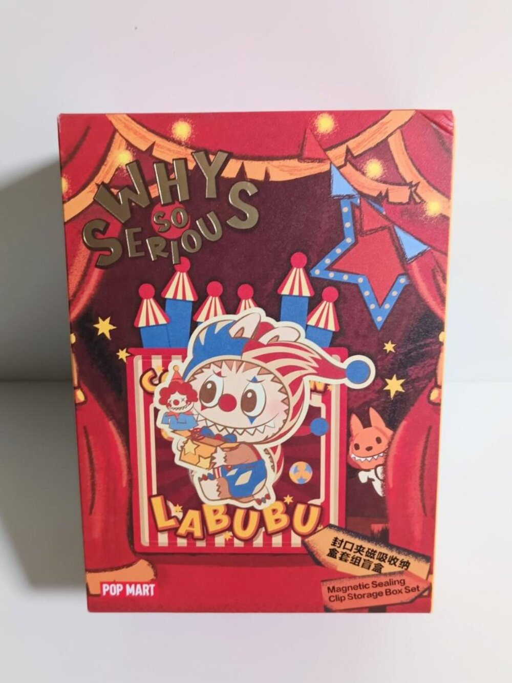 Pop Mart Why So Serious Magnetic Sealing Clip Storage Box Set Silver Mist Clown